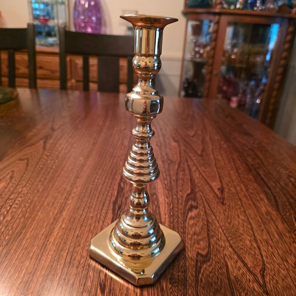Baldwin Brass Beehive Candlestick Holder Forged in America Octagonal Base 10in